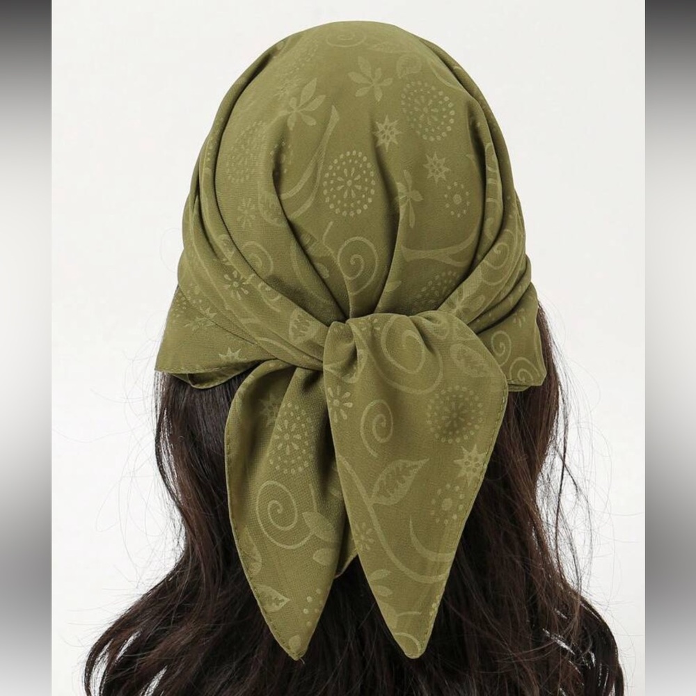 NEW! Olive Green Patterned Hair Scarf/Headscarf/Bandana